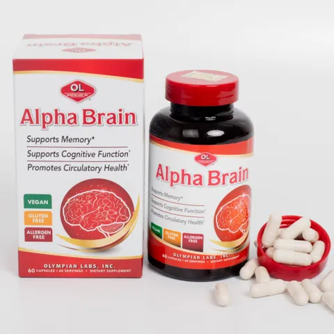 Viên uống Alpha Brain Olympian Labs - Hỗ trợ trí nhớ, tuần hoàn máu và giảm căng thẳng cho người lớn, 60 viên