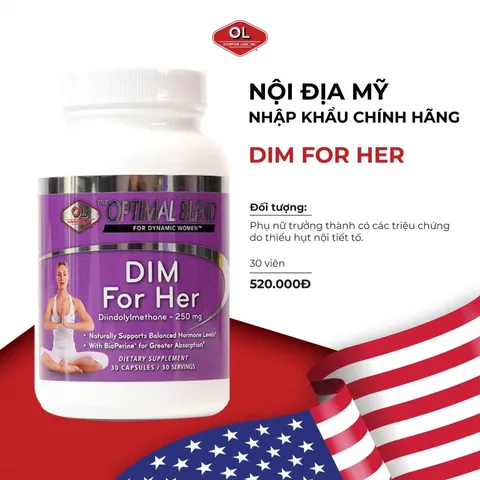 DIM For Her - Hỗ Trợ Cân Bằng Nội Tiết Tố Nữ - Viên Uống 30 Viên từ Olympian Labs, Giảm Biểu Hiện Thiếu Nội Tiết Tố, Tăng Estrogen Tự Nhiên