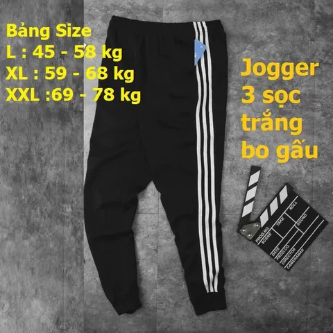 Quần Jogger Thể Thao Nỉ Trắng 3 Sọc Unisex - Quần Dài Phong Cách Năng Động Cho Nam Nữ (40-86kg)