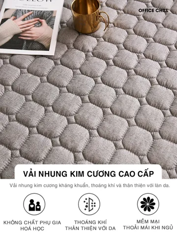 Chiếu Ngủ Văn Phòng OFFICE CHILL Tấm Đệm Lót Ngủ Chần Bông Microfiber Kháng Khuẩn 90x120cm - Giấc Ngủ Thoải Mái Tại Nơi Làm Việc