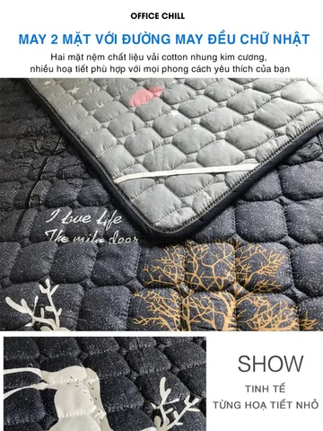Chiếu Ngủ Văn Phòng OFFICE CHILL Tấm Đệm Lót Ngủ Chần Bông Microfiber Kháng Khuẩn 90x120cm - Giấc Ngủ Thoải Mái Tại Nơi Làm Việc
