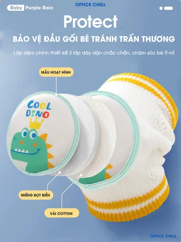 Miếng Lót Bảo Vệ Đầu Gối Khuỷu Tay Cho Bé Tập Đi OFFICE CHILL - An Toàn, Thoải Mái, Dễ Dàng Vệ Sinh cho Bé Yêu 6-36 Tháng