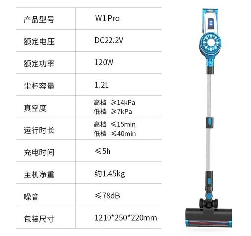 Máy Hút Bụi Không Dây POODA W1 Pro - Thiết Kế Nhôm, Lõi Lọc Rửa Được, 2 Chế Độ Hút Mạnh Mẽ 20kPa - Thời Gian Hoạt Động 30 Phút
