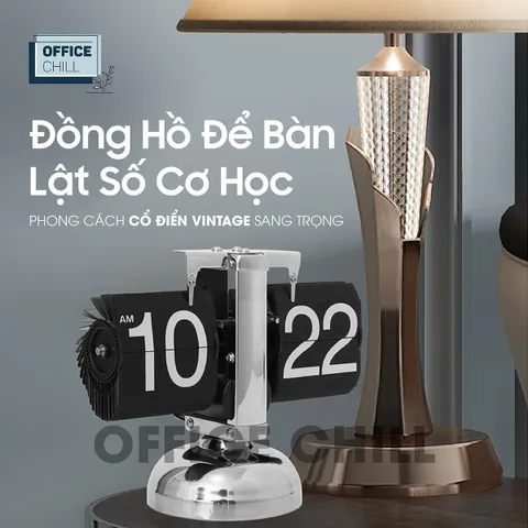 Đồng Hồ Để Bàn Lật Số Cơ Học Phong Cách Cổ Điển Vintage Office Chill - Trang Trí Sang Trọng Cho Không Gian Sống