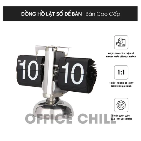 Đồng Hồ Để Bàn Lật Số Cơ Học Phong Cách Cổ Điển Vintage Office Chill - Trang Trí Sang Trọng Cho Không Gian Sống