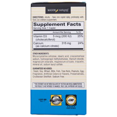 Mason Natural Calcium Citrate + D3 - Bổ sung canxi hữu cơ cho cơ thể  223296