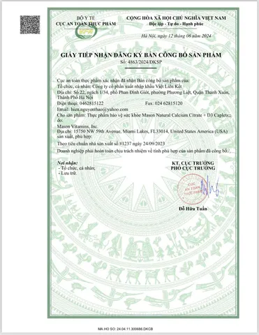 Mason Natural Calcium Citrate + D3 - Bổ sung canxi hữu cơ cho cơ thể  223296