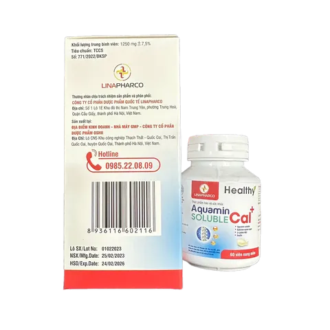 Viên Uống Aquamin Soluble Cal+ Bổ Sung Canxi và Vitamin D3 - Giúp Xương Răng Chắc Khỏe, Phát Triển Chiều Cao - 60 Viên Nang Mềm