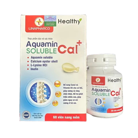 Viên Uống Aquamin Soluble Cal+ Bổ Sung Canxi và Vitamin D3 - Giúp Xương Răng Chắc Khỏe, Phát Triển Chiều Cao - 60 Viên Nang Mềm