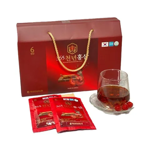 Nước Hồng Sâm Nhung Hươu 365 Hàn Quốc - Hộp 20 Gói 70ml, Tăng Cường Sức Đề Kháng, Lành Tính, Làm Đẹp Da