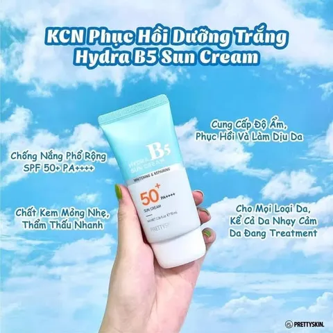 Kem Chống Nắng Pretty Skin Hydra B5 SPF 50+ - Kem Dưỡng Trắng và Phục Hồi Da, Bảo Vệ Tia UV, Chăm Sóc Da Từ Thiên Nhiên