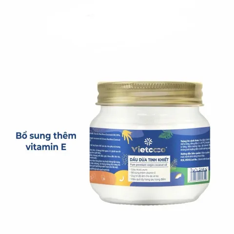Dầu Dừa Tinh Khiết Vietcoco 200ml - Dầu Dưỡng Thể Tự Nhiên, Không Chất Bảo Quản, Làm Đẹp Da, 100% Từ Cơm Dừa