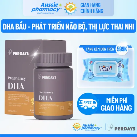 Viên Uống PERDAYS Pregnancy DHA - Bổ Sung DHA Từ Vi Tảo Tự Nhiên Cho Mẹ Bầu và Thai Nhi, Hỗ Trợ Phát Triển Não Bộ và Thị Giác