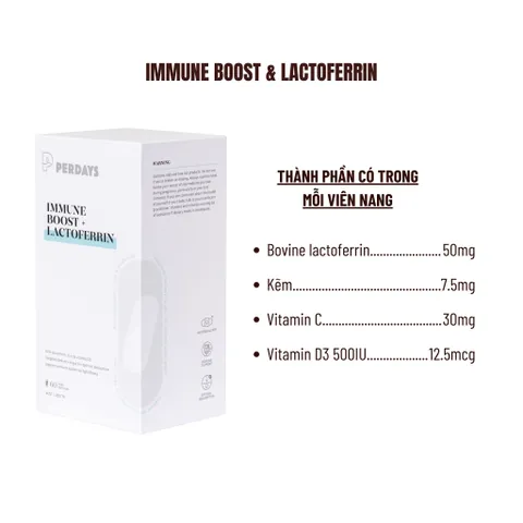 Viên Uống PERDAYS Immune Boost & Lactoferrin - Tăng Cường Đề Kháng Cho Mẹ Bầu, Hỗ Trợ Hệ Miễn Dịch - Lọ 60 Viên