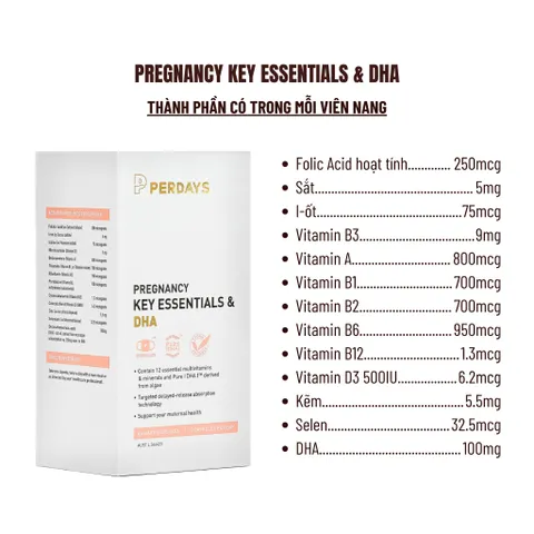 Vitamin Tổng Hợp Cho Mẹ Bầu PERDAYS - Bổ Sung DHA, Axit Folic và 12 Vitamin Thiết Yếu Hỗ Trợ Thai Nhi Khỏe Mạnh