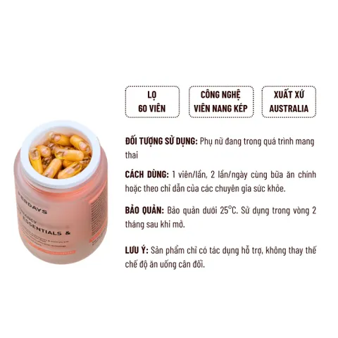 Vitamin Tổng Hợp Cho Mẹ Bầu PERDAYS - Bổ Sung DHA, Axit Folic và 12 Vitamin Thiết Yếu Hỗ Trợ Thai Nhi Khỏe Mạnh