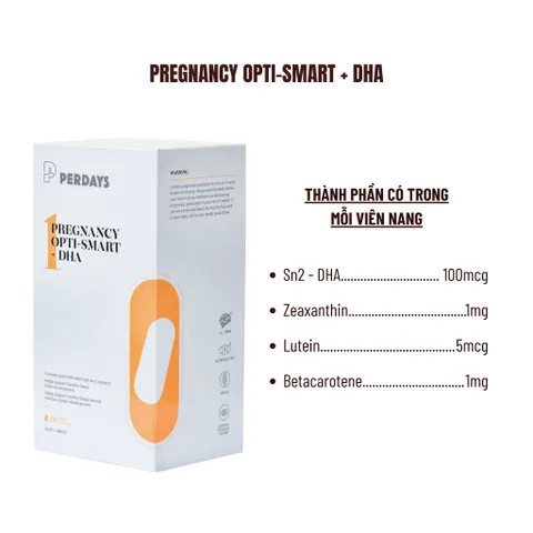 Viên Uống Bổ Sung DHA Sn-2 PERDAYS Pregnancy Opti-smart - Hỗ Trợ Phát Triển Não Bộ Thai Nhi, Tăng Cường Sức Khỏe Mẹ Bầu – Lọ 60 Viên