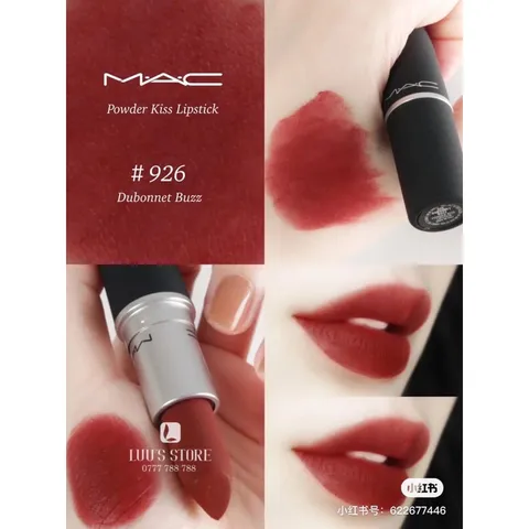 Son Lì MAC Powder Kiss Lipstick Màu Devoted To Chili + Dubonnet Buzz