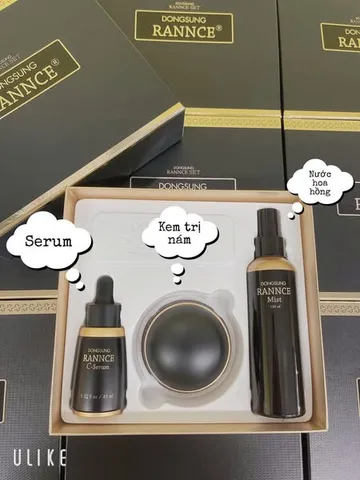 Set Dongsung Rannce kem giảm nám mờ thâm Dongsung 3 món ( xịt khoáng, serum, kem nám)