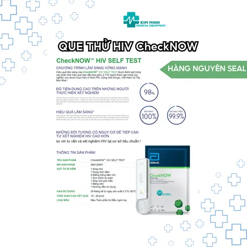 Que thử HIV Tại Nhà Checknow - Bộ Test HIV Dễ Sử Dụng, Kết Quả Nhanh Chóng Chính Xác Trong 15 Phút