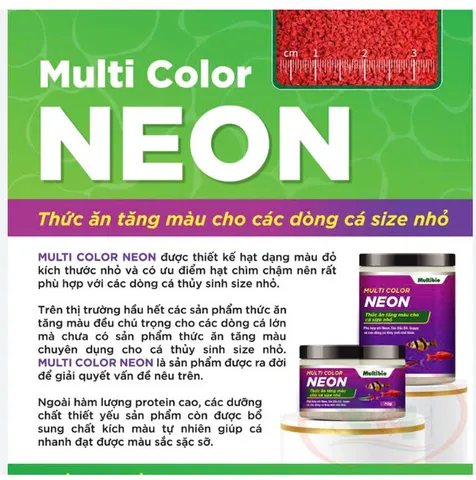 Cám Multibio Multi Color Neon - Thức Ăn Dinh Dưỡng Cho Cá Neon, Bảy Màu, Thủy Sinh Nhỏ, Cải Thiện Màu Sắc Tự Nhiên