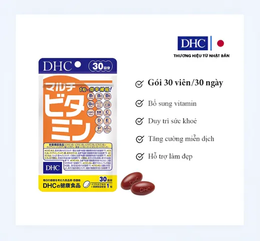 Viên uống DHC Nhật Bản Multi Vitamin Tổng Hợp 30 Viên - Bổ Sung 12 Vitamin Thiết Yếu, Tăng Cường Sức Đề Kháng, Duy Trì Khỏe Mạnh