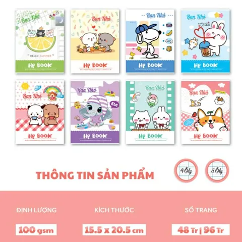 Tập Vở Học Sinh Cao Cấp Gấu Dâu - Bộ 10 Quyển 96 Trang 100gsm, Giấy Mịn, Không Lem, Thiết Kế Tươi Sáng