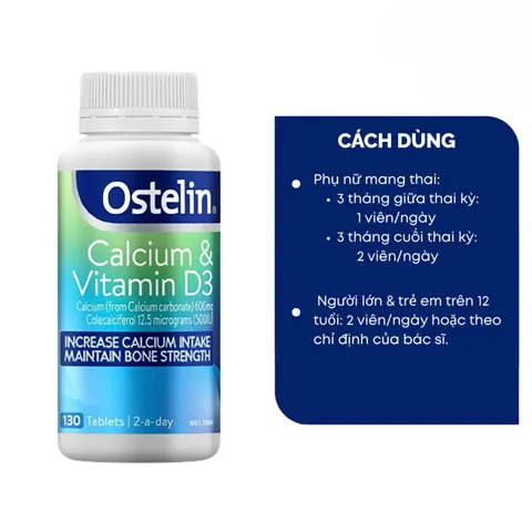 Canxi Ostelin calcium & Vitamin D3 Úc cho bà bầu, 130 viên