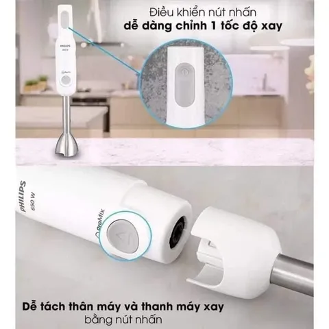 Máy Xay Cầm Tay Philips HR2534 - 650W, Lưỡi Inox, Dễ Dàng Sử Dụng, Bao Gồm Cốc Đong 500ml - Giải Pháp Xay Thực Phẩm Tiện Lợi