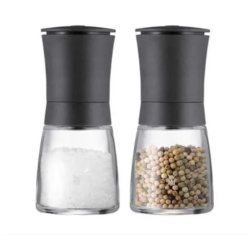 Bộ xay muối tiêu WMF 2 chiếc nắp đen - Dụng cụ xay gia vị tiện dụng cho bữa ăn gia đình hiện đại