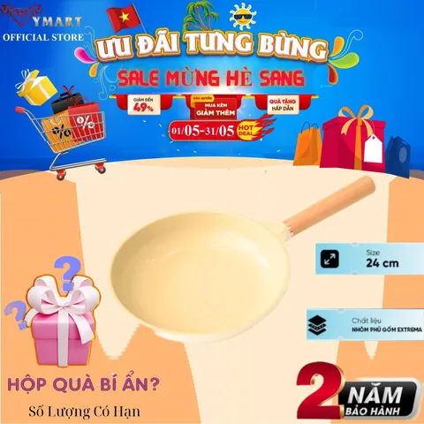 Chảo Phủ Gốm Chống Dính Haatz - Made In Korea Size 24cm -  9 Lớp Đúc Nguyên Khối - Bảo Hành 2 Năm