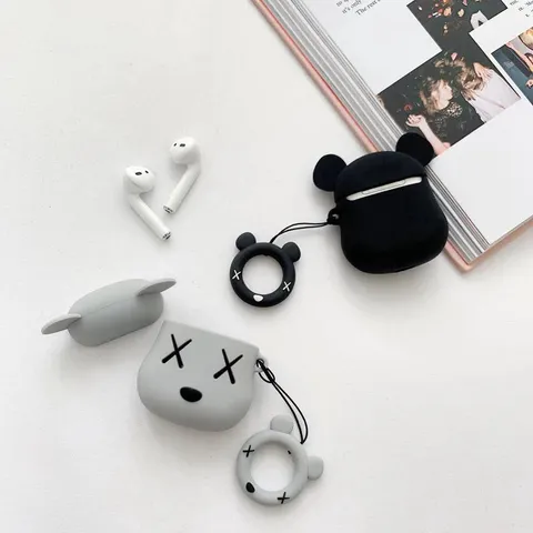 Vỏ Bọc Tai Nghe Không Dây Gấu Mắt X Kaws cho Airpods 1 2 - Bao Silicon Cao Cấp, Thiết Kế Tinh Tế, Phụ Kiện Thời Trang