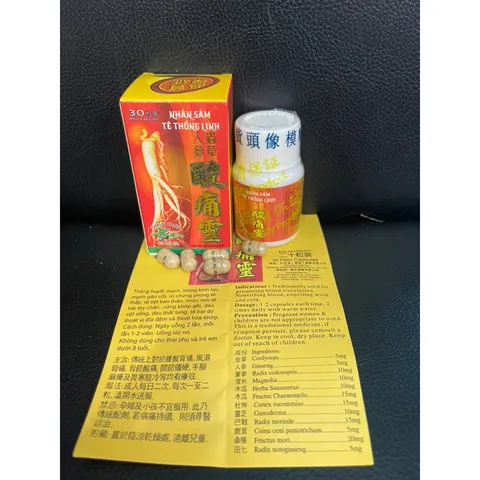 Viên Nhân Sâm Tê Thống Linh 30 Viên - Hỗ Trợ Xương Khớp, Giảm Đau Cột Sống, Chống Nhức Mỏi Tay Chân, Sản Phẩm Chính Hãng Malaysia