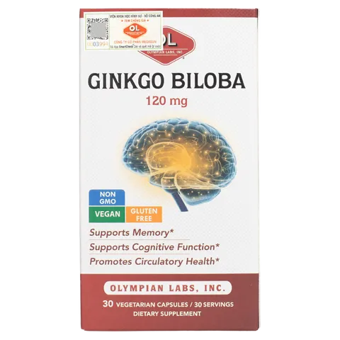 Viên uống Ginkgo Biloba 120mg Olympian Labs Mỹ - Hỗ trợ bổ não và tuần hoàn máu não, cải thiện trí nhớ hiệu quả