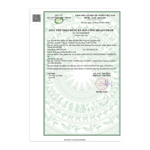 Advanced Cholesterol Complex Olympian Labs - Hỗ trợ cân bằng cholesterol và sức khỏe tim mạch tự nhiên - Viên uống 30 viên
