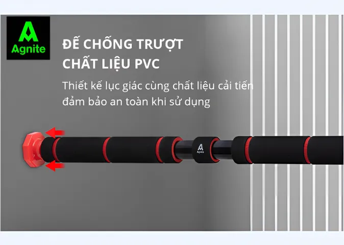 Thanh Tập Xà Đơn Treo Tường Gắn Cửa Agnite Chính Hãng - Khung Sắt Chịu Lực 100kg - Dụng Cụ Tập Gym Tại Nhà Nâng Cao Cơ Bắp