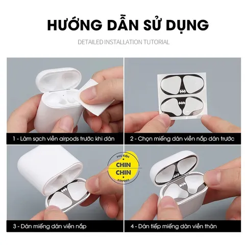Combo Case Airpod Trong Suốt Chống Bụi - Miếng Dán Nam Châm Báo Đen Cho Airpods 1 2 - Phụ Kiện Chất Lượng Cao