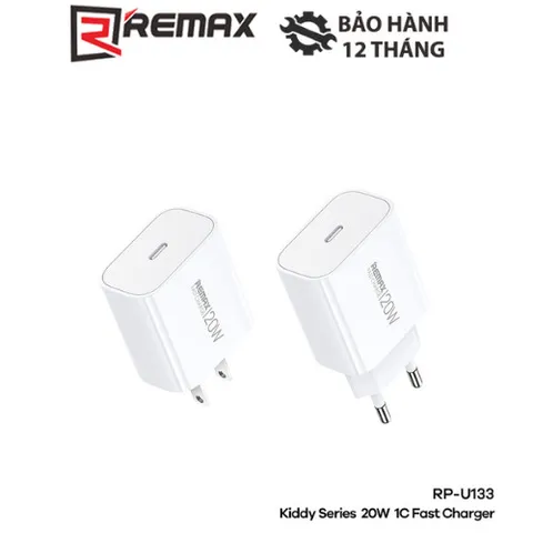 Cóc Sạc Nhanh Remax 20W RP-U133 - Sạc Tiết Kiệm Thời Gian Cho iPhone và Android, Thiết Kế Nhỏ Gọn, Tiện Lợi Mang Theo