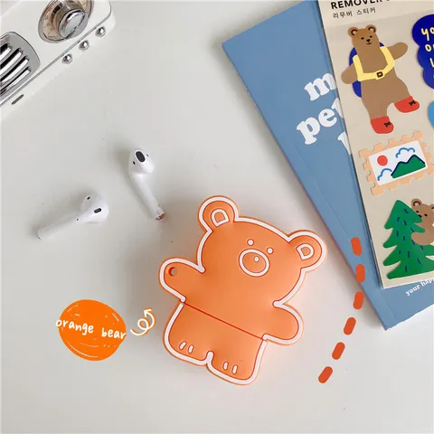 Vỏ Bọc Silicon Dẻo AirPods 1 2 - Thiết Kế Gấu Bear Đáng Yêu Cho Hộp Sạc Tai Nghe