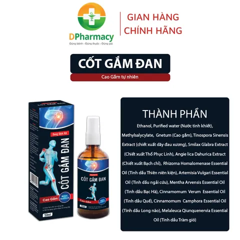 Dung Dịch Xịt Cốt Gắm Đan - Giảm Đau, Làm Ấm Da Nhanh Chóng Cho Vùng Đau Nhức, Hỗ Trợ Thể Thao, Massage Thoải Mái