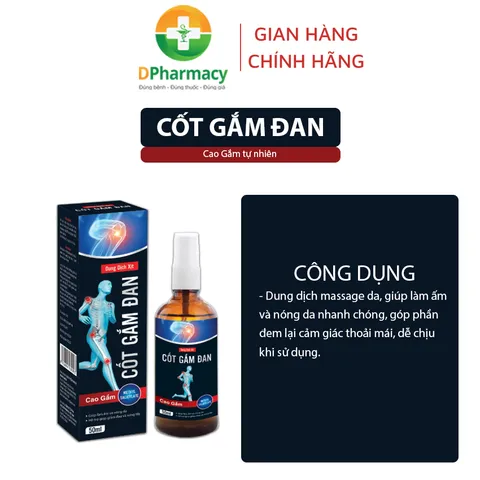 Dung Dịch Xịt Cốt Gắm Đan - Giảm Đau, Làm Ấm Da Nhanh Chóng Cho Vùng Đau Nhức, Hỗ Trợ Thể Thao, Massage Thoải Mái