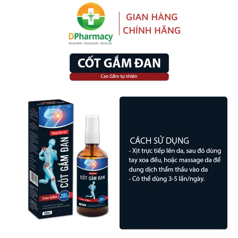 Dung Dịch Xịt Cốt Gắm Đan - Giảm Đau, Làm Ấm Da Nhanh Chóng Cho Vùng Đau Nhức, Hỗ Trợ Thể Thao, Massage Thoải Mái