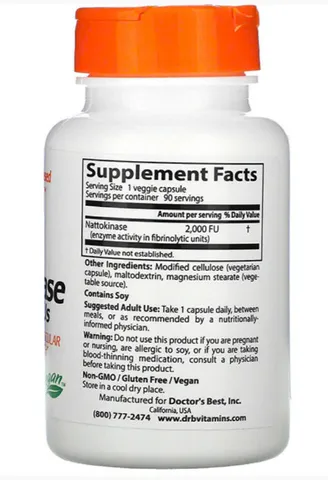 Viên uống Doctor's Best Nattokinase hỗ trợ tim mạch ngăn ngừa đột quỵ 90 viên, hàng nhập Mỹ