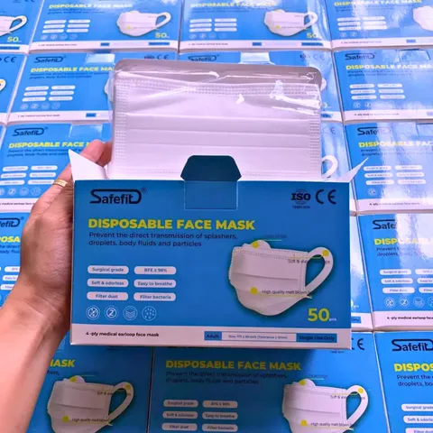 Combo 10 Hộp Khẩu Trang Y Tế Safefit 4 Lớp Quai Mềm Chống Đau Tai Màu Trắng/Xanh - Bảo Vệ Sức Khỏe Hiệu Quả 500 Chiếc