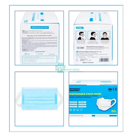 Combo 10 Hộp Khẩu Trang Y Tế Safefit 4 Lớp Quai Mềm Chống Đau Tai Màu Trắng/Xanh - Bảo Vệ Sức Khỏe Hiệu Quả 500 Chiếc