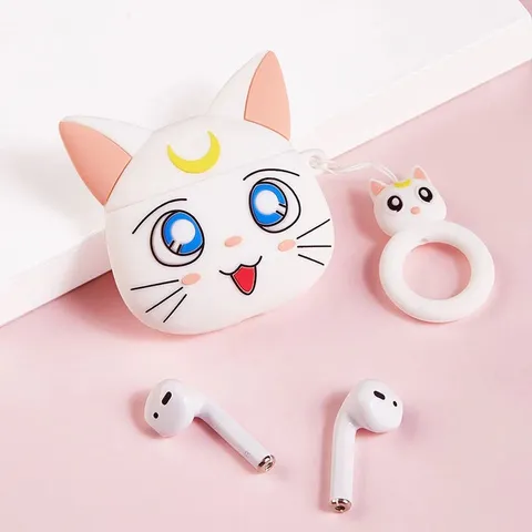 Vỏ Bọc AirPods 1 2 Mèo Mặt Trăng - Bao Silicon Dẻo Chống Va Đập Cho Hộp Sạc Tai Nghe AirPods