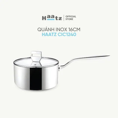 Quánh Inox 316 Đúc Đáy Liền 3 Lớp Haatz HYP316 (CIC1240) 16cm - Chất Liệu Cao Cấp, Bảo Hành 5 Năm, Dùng Được Trên Mọi Loại Bếp