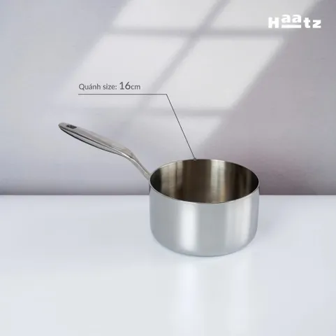 Quánh Inox 316 Đúc Đáy Liền 3 Lớp Haatz HYP316 (CIC1240) 16cm - Chất Liệu Cao Cấp, Bảo Hành 5 Năm, Dùng Được Trên Mọi Loại Bếp