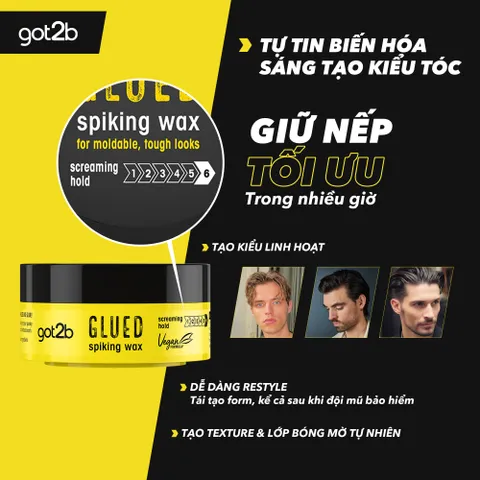 Sáp Vuốt Tóc Got2b Glued Spiking Wax 75ml - Giữ Nếp Tóc Cao, Tạo Kiểu Linh Hoạt, Chống Khô Cứng Tóc
