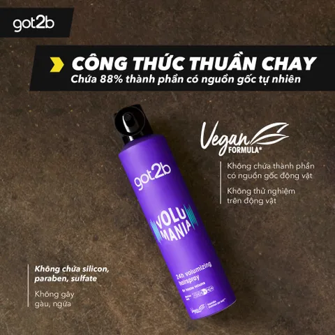 Xịt Phồng Tóc Got2b Volumizing Hairspray 300ml - Giữ Độ Phồng 24 Giờ, Không Cứng Tóc, Tóc Bồng Bềnh Tự Nhiên
